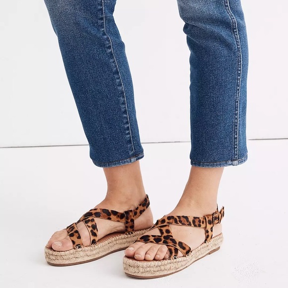 Madewell Malia Espadrille Strappy Sandal in Leopard Calf Hair Sandal Size 8 - Picture 4 of 12